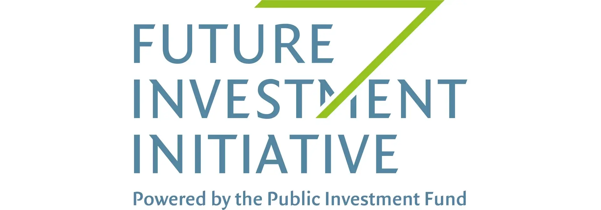 The Future Investment Initiative logo: the words FUTURE INVESTMENT INITIATIVE in blue lettering with a rising green arrow and the line 'Powered by the Public Investment Fund' on a white background.